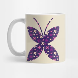 Purple butterfly and flower pattern Mug